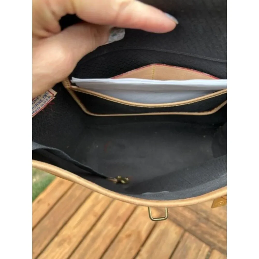 Dooney & Bourke Backpack Black Canvas Tan Leather Buckle Closure Vtg Rare COA